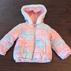 2T Warm Puffer Coat Fur Lined Jacket Toddler Tie Dye Fleece Lined Winter
